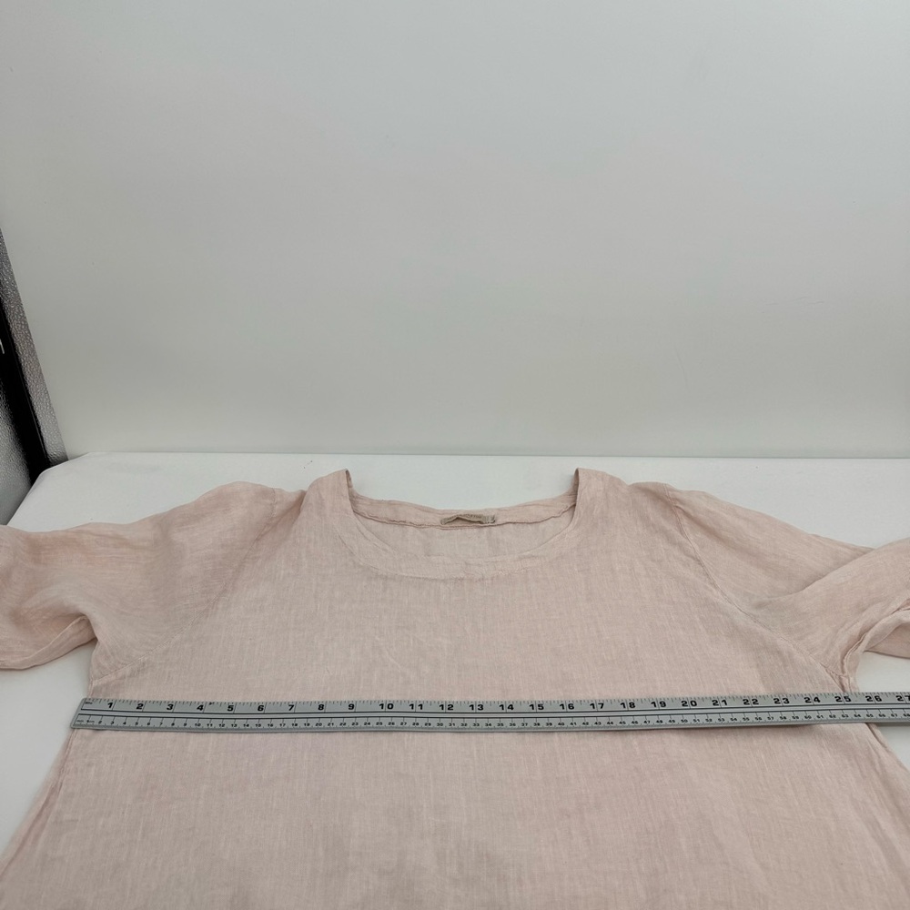 Stella Martini Women’s Size 1X Blush Pink Linen Tunic Top Lace Hem Scoop Neck - Picture 4 of 9